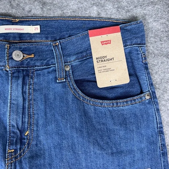 Levi's Jeans Womens 29x30 Blue Middy Straight Leg Cotton Casual Denim Pants‎ NEW - Picture 3 of 16